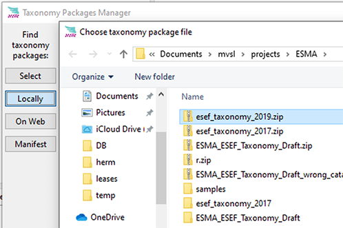 select ESMA ESEF taxonomy package