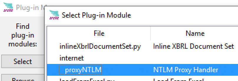 select NTLM proxy plugin